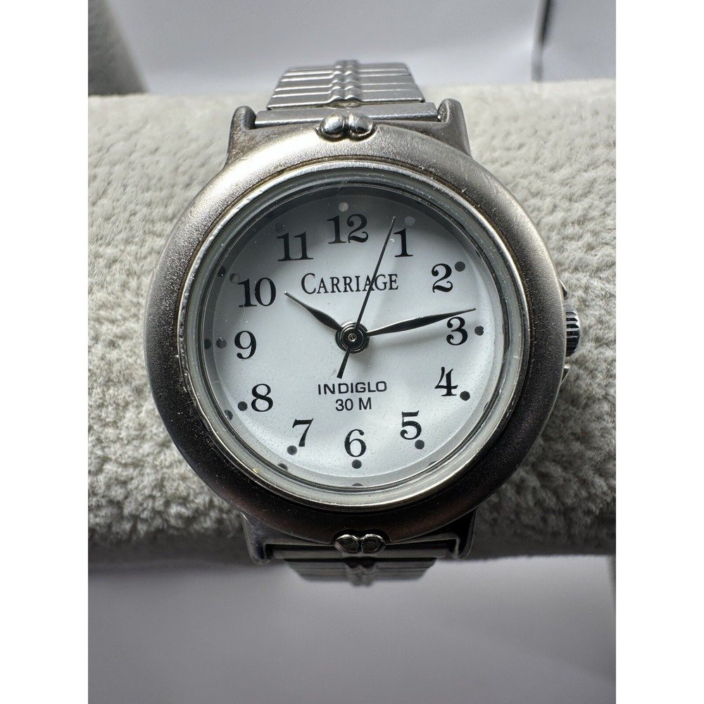 Carriage By Timex Indiglo Ladies Watch New Battery 26MM 6" Stretch Band‎ A56